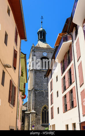 Glockenturm der Eglise Notre-Dame de Assomption, Évian-Les-Bains, Frankreich Stockfoto