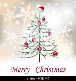 Weihnachten, Neujahr s Weihnachtskarten. Ausgefallene Baum. Die Inschrift mit den wünschen Frohe Weihnachten Illustration Stock Vektor