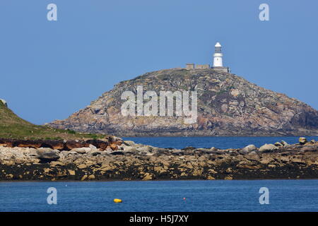 Runde Insel Leuchtturm auf die Isles of Scilly Stockfoto