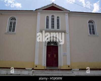 Seitenansicht der Heiligen Kyriaki-orthodoxen Kirche Xanthogenate Korfu Griechenland Stockfoto