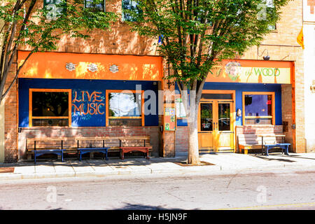 Jack von der Holz-Bar auf der Patton Avenue in der Innenstadt von Asheville NC Stockfoto