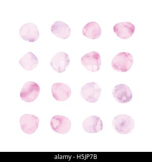 Vektor-Aquarell-Spots. Gefärbten Blütenblätter. Handgemalte Kreise Sammlung. Stock Vektor