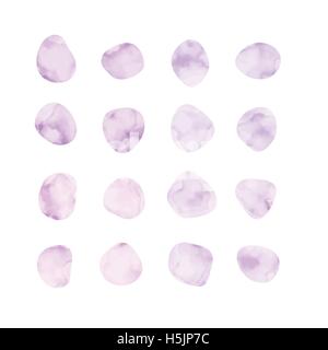 Vektor-Aquarell-Spots. Gefärbten Blütenblätter. Handgemalte Kreise Sammlung. Stock Vektor