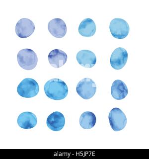 Vektor-Aquarell-Spots. Gefärbten Blütenblätter. Handgemalte Kreise Sammlung. Stock Vektor