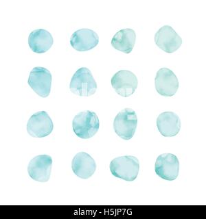 Vektor-Aquarell-Spots. Gefärbten Blütenblätter. Handgemalte Kreise Sammlung. Stock Vektor