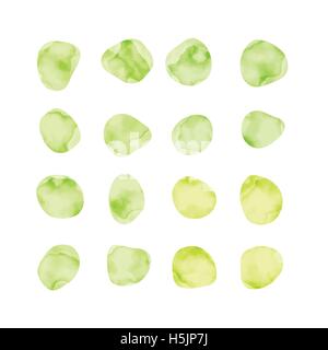 Vektor-Aquarell-Spots. Gefärbten Blütenblätter. Handgemalte Kreise Sammlung. Stock Vektor