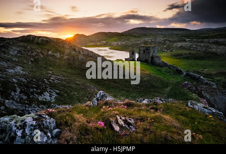 Dunlough Burg - drei Burgen West Cork, Irland Stockfoto