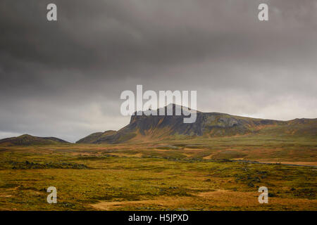 Moos bedeckte Berge auf die Snaefellsnes Halbinsel, Island Stockfoto