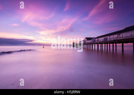 Southwold Pier Sonnenaufgang Suffolk Küste East Anglia Stockfoto