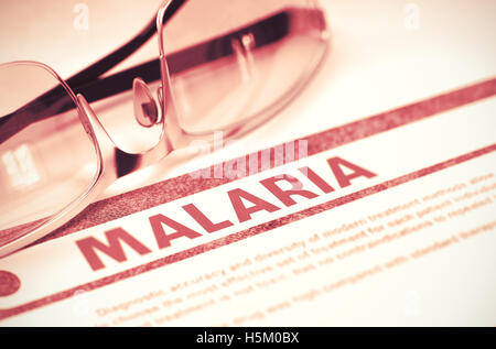 Diagnose - Malaria. Medizin-Konzept. 3D Illustration. Stockfoto