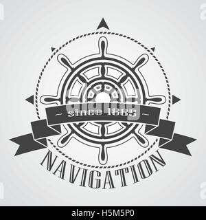 Schiffs Steuerrad mit Banner Stock Vektor