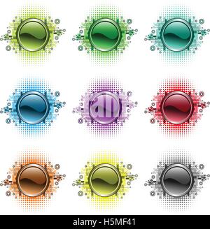 Hi-Tech-Vektor-Tasten. User-Interface-Design. Stock Vektor