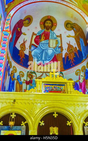 Tiflis, Georgien - 28. Mai 2016: Der Apsis der Kirche der vierzig Märtyrer von Sebaste mit dem Fresko, zeigt Jesus Christus, Jungfrau Stockfoto