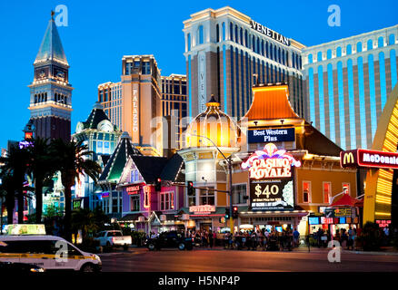 Der Las Vegas Strip Skyline in der Dämmerung Stockfoto