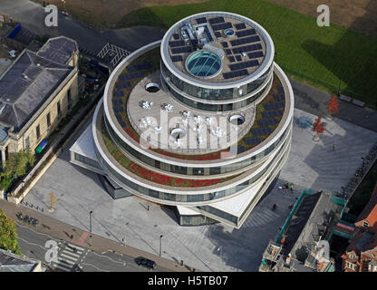 Luftbild von der Herzog & de Meuron Blavatnik School of Government in Oxford, Großbritannien Stockfoto