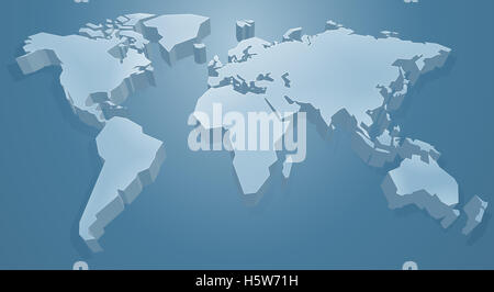 Blaue Welt Karte Hintergrund 3D-Konzept Stockfoto