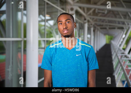 Vierhundert Meter Läufer Matthew Hudson-Smith an Loughborough University High Performance Center. Stockfoto