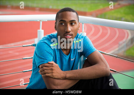 Vierhundert Meter Läufer Matthew Hudson-Smith an Loughborough University High Performance Center. Stockfoto