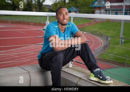 Vierhundert Meter Läufer Matthew Hudson-Smith an Loughborough University High Performance Center. Stockfoto