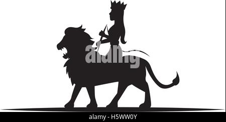 Löwe und Königin Concept Illustration. Stock Vektor