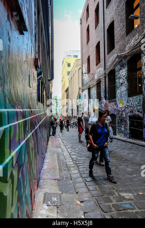 Graffiti und Street Art in Hosier Lane, Melbourne, Australien Stockfoto