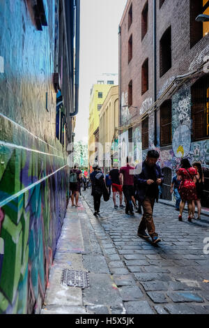 Graffiti und Street Art in Hosier Lane, Melbourne, Australien Stockfoto