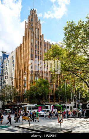 Art-Deco-Manchester Unity building, Ecke Swanston / Collins Street, Melbourne, Victoria, Australien Stockfoto