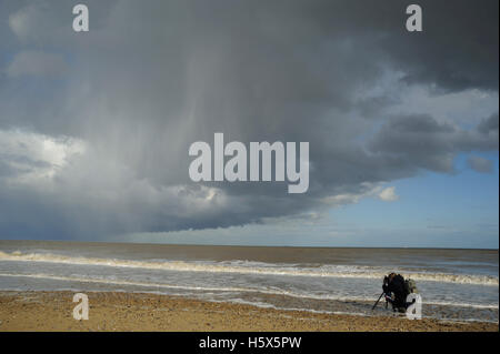 Stürmischer Himmel über Covehithe Stockfoto