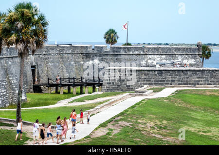 St. Saint Augustine Florida, Castillo de San Marcos National Monument, historische Festung, Coquina-Mauerwerk, Mauer, FL160802071 Stockfoto