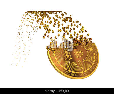 Bitcoin untergeht nach Ups und zerfallen, Ziffern Stockfoto