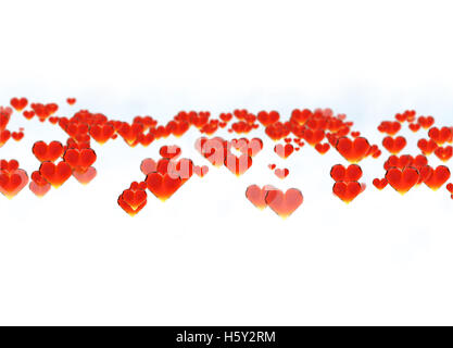 Roten Edelstein Herzen isoliert auf weißem Hintergrund. Geometrische zerknitterten dreieckigen low-Poly Style Grafik 3d Render-Illustration. Raster polygonalen Design für Ihr Unternehmen Stockfoto