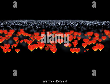 Roten Edelstein Herzen isoliert auf dunklem Hintergrund. Geometrische zerknitterten dreieckigen low-Poly Style Grafik 3d Render-Illustration. Raster polygonalen Design für Ihr Unternehmen Stockfoto