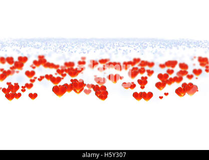 Roten Edelstein Herzen isoliert auf weißem Hintergrund. Geometrische zerknitterten dreieckigen low-Poly Style Grafik 3d Render-Illustration. Raster polygonalen Design für Ihr Unternehmen Stockfoto