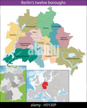 Berlin ist die Hauptstadt und die größte Stadt Deutschlands Sowie einer seiner 16 Staaten Stock Vektor