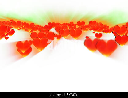 Roten Edelstein Herzen isoliert auf weißem Hintergrund. Geometrische zerknitterten dreieckigen low-Poly Style Grafik 3d Render-Illustration. Raster polygonalen Design für Ihr Unternehmen Stockfoto