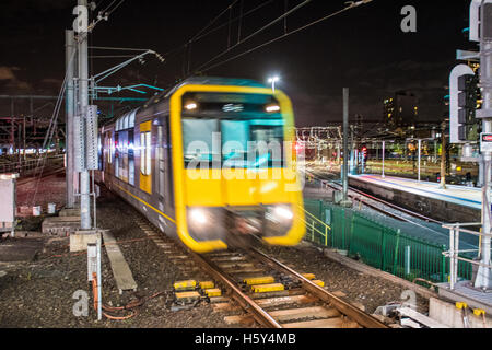 Tangara Zug Ankunft am Hauptbahnhof von Sydney - Sydney, New South Wales, Australien Stockfoto