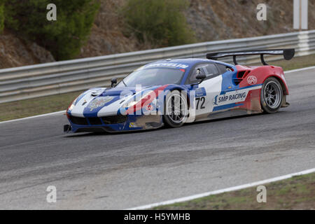 22. Oktober 2016. Estoril, Portugal. #72 SMP Racing - Ferrari F488, angetrieben von Aleksey Basov (RUS) und Victor Shaitar (RUS) während des Rennens von Michelin GT3 Le Mans Cup, während der europäischen Le Mans Serie Week-End Estoril Kredit: Alexandre de Sousa/Alamy Live News Stockfoto