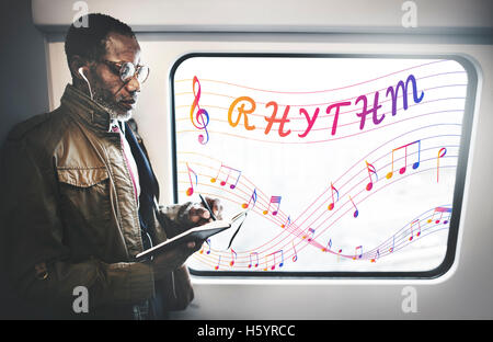 Musik Noten Entertainment Melodie hören-Konzept Stockfoto