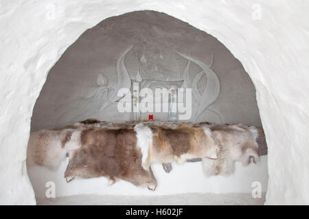 Iglu Lodge am Mt Nebelhorn, Igluhotel, Übernachtung, Eis, Schnee, Winter, Oberstdorf, Allgäu, Bayern Stockfoto