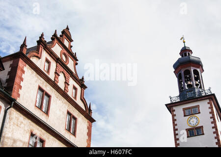 Darmstadt, Deutschland. Das Stadtschloss (Stadtschloss) oder Residenzschloss (Residenzschloss). Glockenturm, Fassade, Fassade Stockfoto