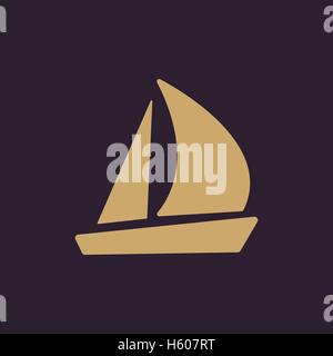 Das Segelboot-Symbol. Segeln-Schiff-Symbol. Wohnung Stock Vektor