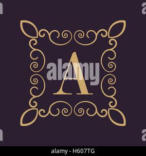 Monogramm Buchstabe A. kalligrafischer Ornament. Gold. Retro, Geschäfts- und Vintage-Konzepte. Vektor-illustration Stock Vektor