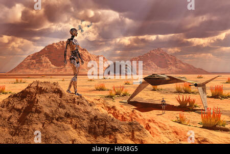 Roboter Terraforming auf dem Mars. Stockfoto