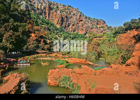 Ouzoud Wasserfälle in der Nähe von Grand Atlas Dorf von Tanaghmeilt, Marokko Stockfoto