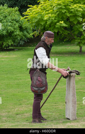 Falknerei-Vorführung am Berkeley Castle in Gloucestershire, England Stockfoto