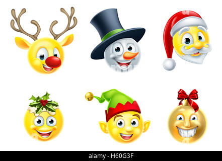 Eine Reihe von Weihnachten Emoji icons Stockfoto