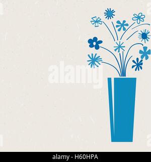 blaue Reihe von Blume wahrscheinlich gedruckt auf Recyclingpapier Stock Vektor