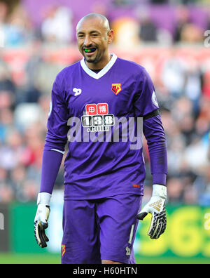 Watford Heurelho Gomes in Aktion während der Premier League match bei der Liberty Stadium, Swansea. Stockfoto