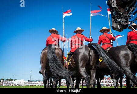 Gruppe von RCMP Mounties während einer musikalischen Fahrt Zeremonie in Minto, Ontario, Kanada Stockfoto