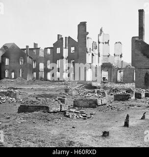 Zerstörte Gebäude in verbrannten Distrikt, Richmond, Virginia, April 1865 Stockfoto